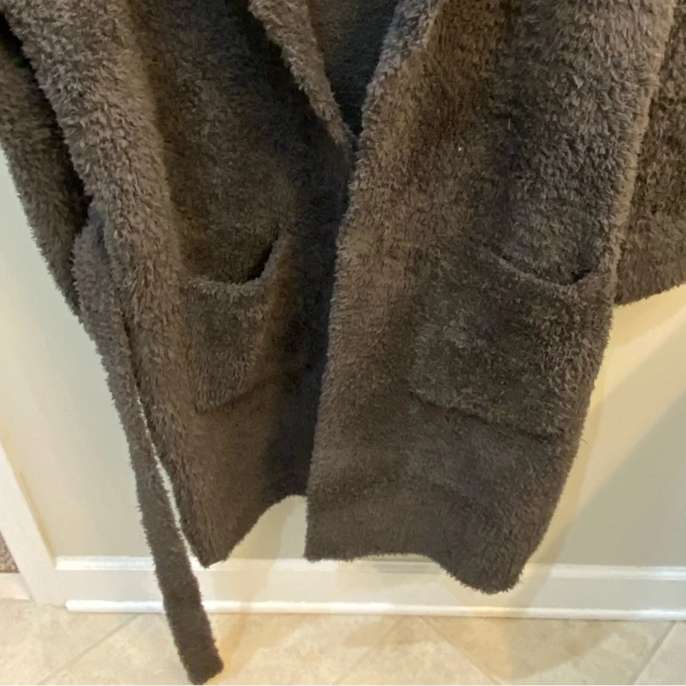 New Barefoot Dreams CozyChic Teddy Coat Coatigan Duster Cardigan Carbon Gray S/M - Picture 7 of 10